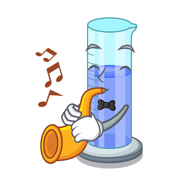With trumpet graduated shaped cylinder Isolated on cartoon vector illustration