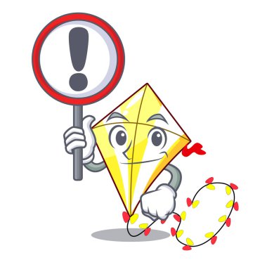 Uçurtma işaretiyle sinek uzaklıkta bulunan gökyüzü vektör çizim karikatür