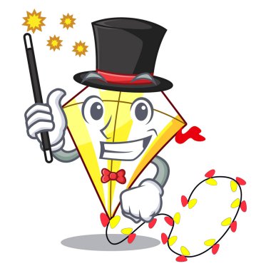 Sihirbaz uçurtma ile bulutlar şekil karakter vektör çizim