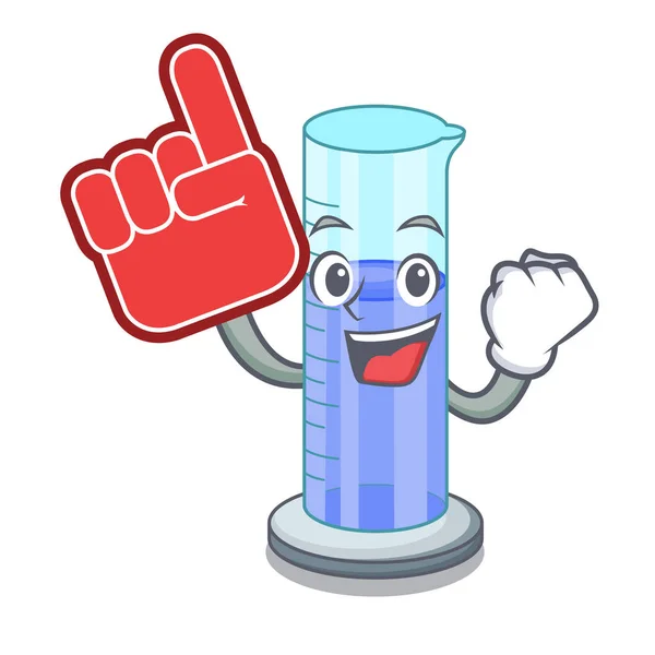 Foam Finger Graduated Cylinder Cartoon Trial Vector Illustration — Stock Vector