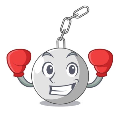 Boks topu duvara karikatür vektör çizim üzerinde yıkıcı yıkım