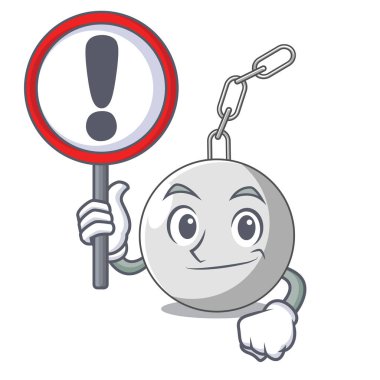 İşareti ile yıkım topu duvara karikatür vektör çizim üzerinde yıkıcı