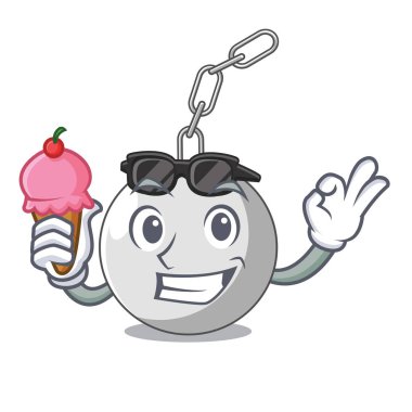 Dondurma ile zincir karikatür vektör çizim asılı kadarolanlar