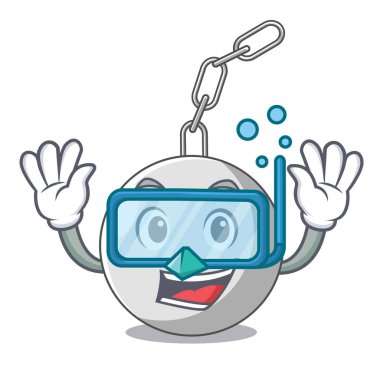 Yıkım topu zincir karikatür vektör çizim asılı dalış