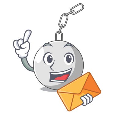 Zincir karikatür vektör çizim asılı kadarolanlar zarf ile