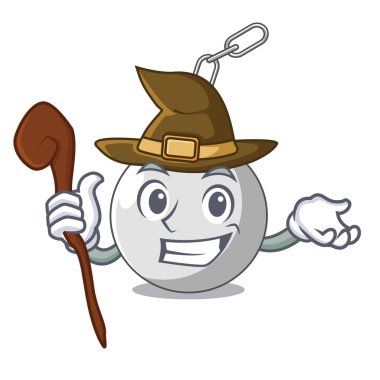 Cadı yıkım topu bir maskot vektör illüstrasyon izole