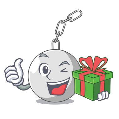 Hediye ile kadarolanlar üzerinde bir maskot vektör illüstrasyon izole