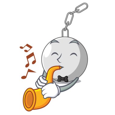 İle yıkım topu bir maskot vektör illüstrasyon izole trompet