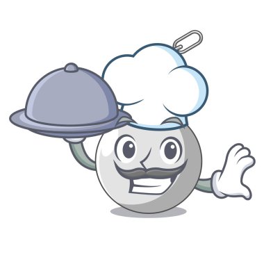 Şef bir maskot vektör illüstrasyon izole kadarolanlar gıda ile