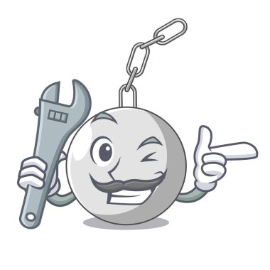 Mekanik yıkım topu vektör çizim Hitting karakter bağlı