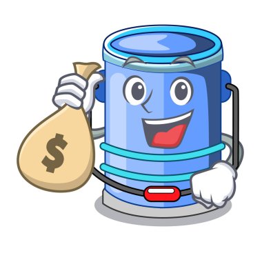 Para çantası silindir kova ile karikatür sıvı vektör çizim için