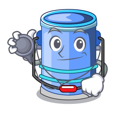 Doktor silindir kova karikatür sıvı vektör çizim için