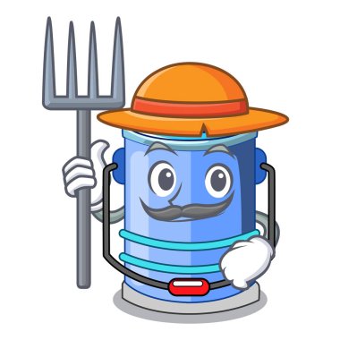 Çiftçi silindir kova karikatür sıvı vektör çizim için