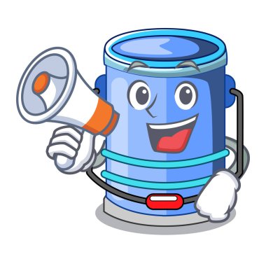 Megafon silindir kova ile karikatür sıvı vektör çizim için