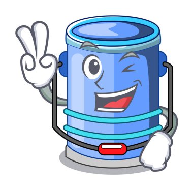 İki parmak silindir kova izometrik, maskot vektör çizim için