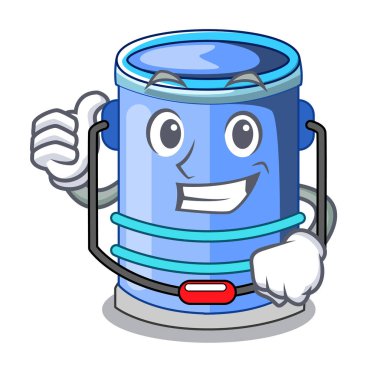 Silindir kova izometrik, maskot vektör çizim için Yaşasın