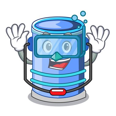 Dalış silindir kova izometrik, maskot vektör çizim için