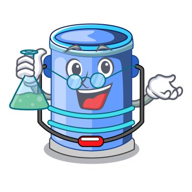 Profesör silindir kova izometrik, maskot vektör çizim için