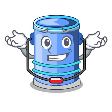 Sırıtan silindir kova izometrik, maskot vektör çizim için