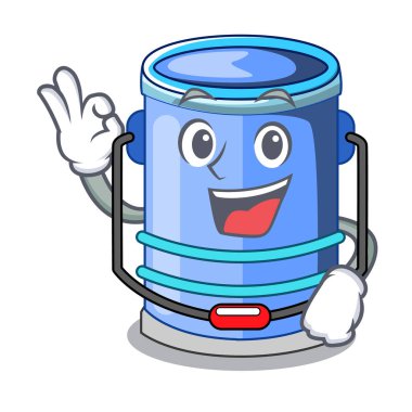 Silindir kova izometrik, maskot vektör çizim için Tamam