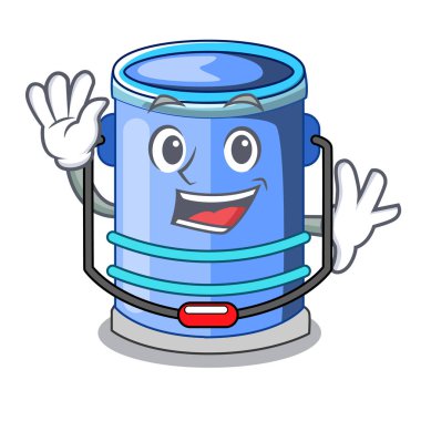 Maskot vektör çizim için silindir kova, izometrik sallayarak