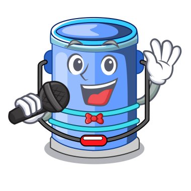 Şarkı silindir kova karikatür vektör çizim üzerindeki kolu ile