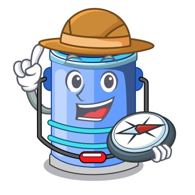 Explorer silindir kova karikatür vektör çizim üzerindeki kolu ile