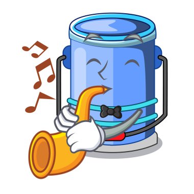 Trompet silindir kova ile karikatür vektör çizim üzerindeki kolu ile