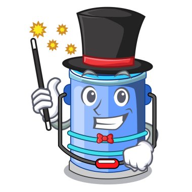 Sihirbaz kova silindir su şekil karakter vektör çizim