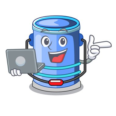 Dizüstü silindir kova ile karikatür sıvı vektör çizim için