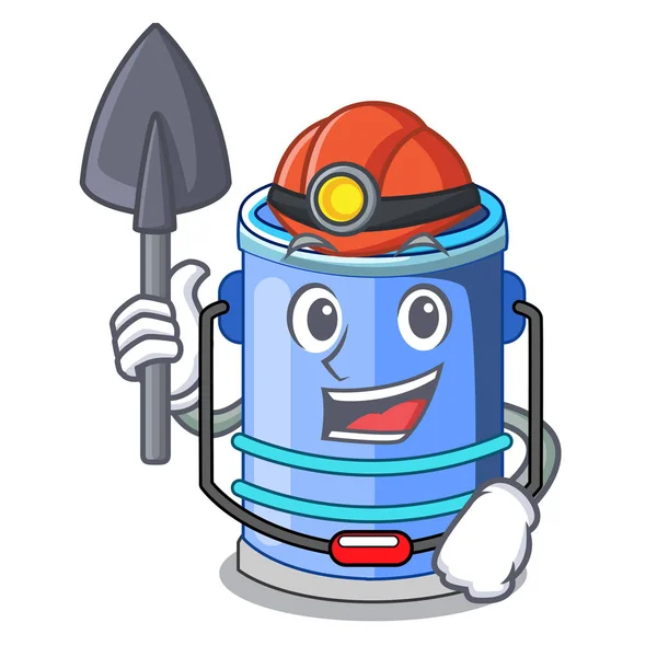 Miner Cylindre Seau Avec Poignée Sur Dessin Animé Vecteur Illustration — Image vectorielle