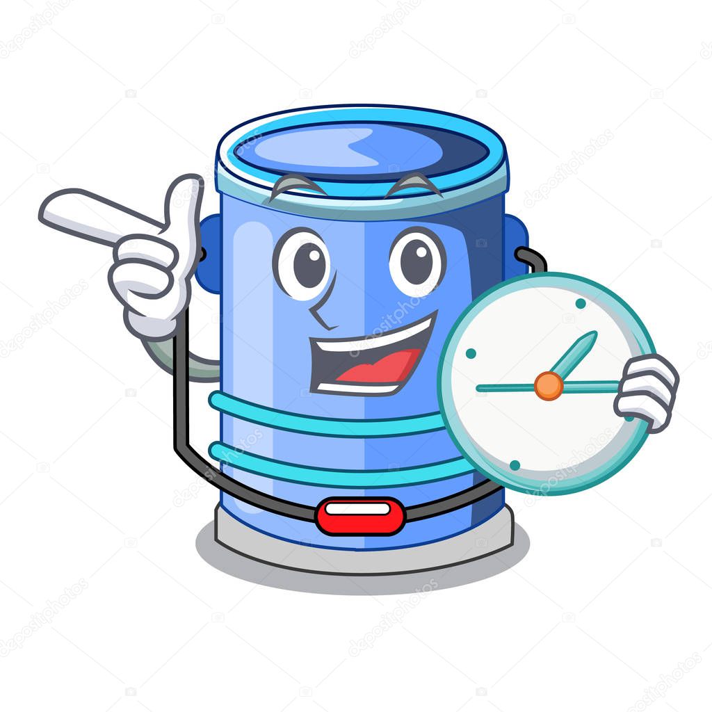 With clock cylinder bucket Isometric of for mascot vector illustration