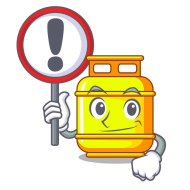 İşareti yanıcı gaz tank ile karikatür vektör çizim