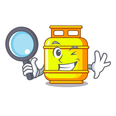 Vektör çizim pişirme karakter işletim Dedektif gaz tankı