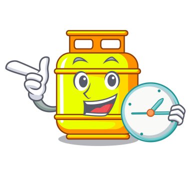 Vektör çizim pişirme karakter saat gaz tank ile çalışma