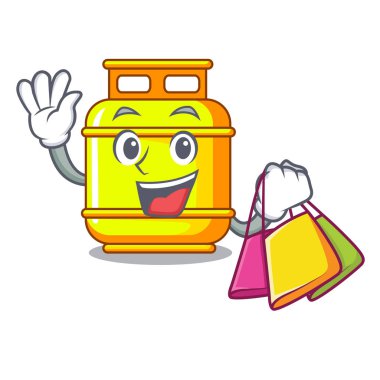 Vektör çizim pişirme karakter işletim alışveriş gaz tankı