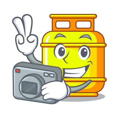 Fotoğrafçı yaratıcı gaz karikatür tank konteyner vektör illüstrasyon