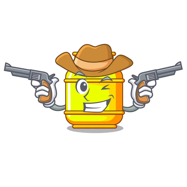 Cowboy Ontvlambaar Gastank Beeldverhaal Vectorillustratie — Stockvector