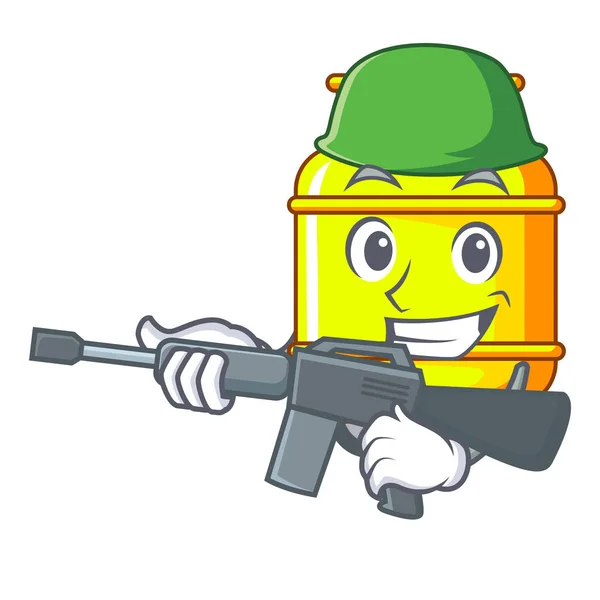 Army Flammable Gas Tank Cartoon Vector Illustration — Stock Vector