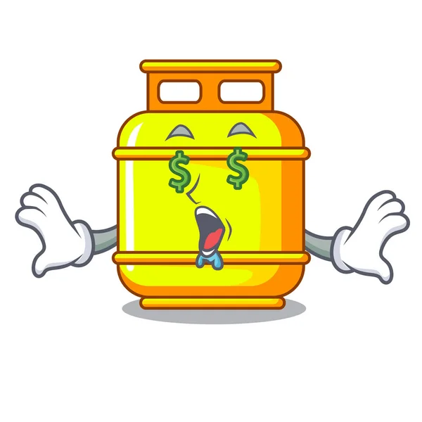 Cilindro Tanque Gas Ojo Dinero Aislado Ilustración Vector Mascota — Vector de stock