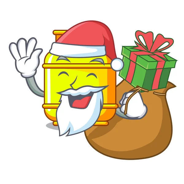 Babbo Natale Con Bombola Gas Regalo Isolato Mascotte Vettoriale Illustrazione — Vettoriale Stock