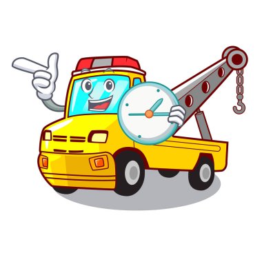 Saat çekici ile maskot vektör illustrartion araçla