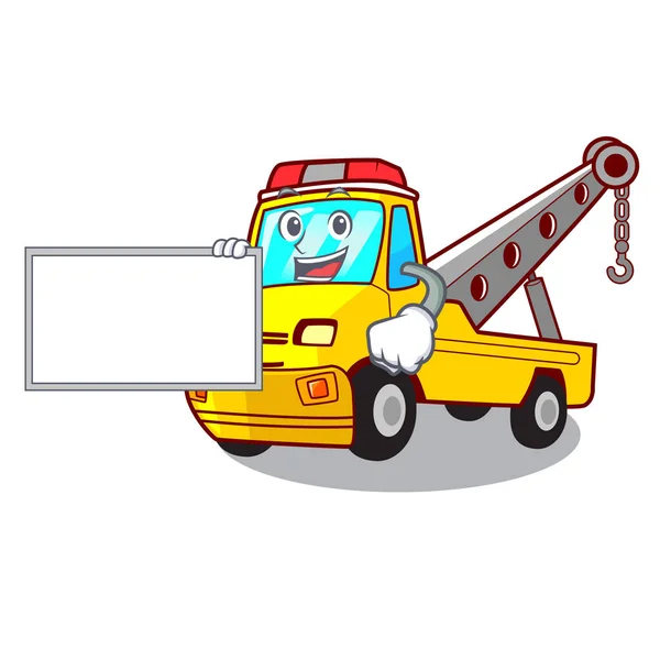 Board Cartoon Tow Truck Isolated Rope Vector Illustration — Stock Vector