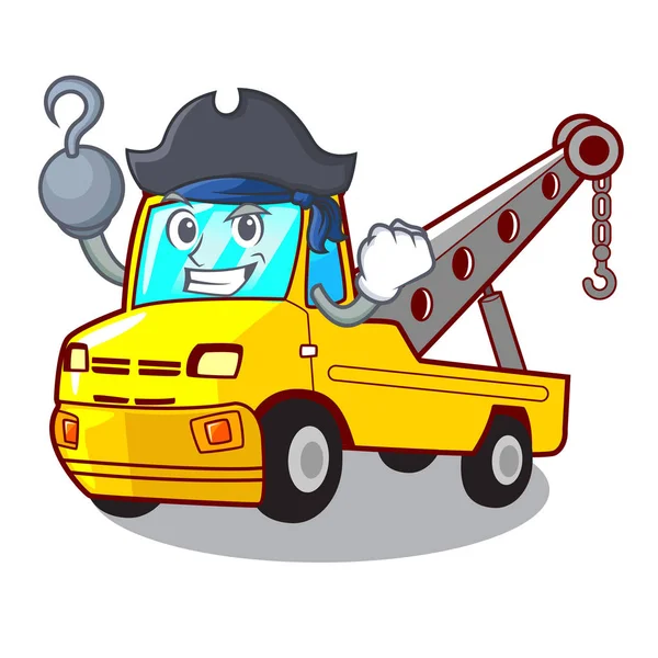 Pirate Cartoon Tow Truck Isolated Rope Vector Illustration — Stock Vector