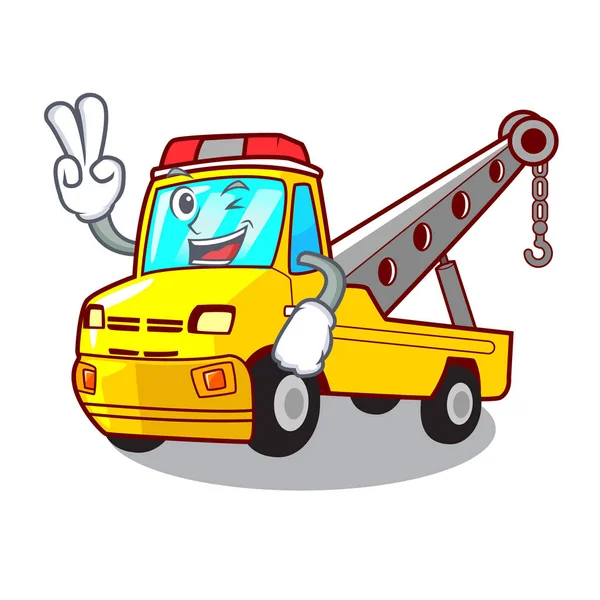 Two Finger Truck Tow Vehicle Mascot Vector Illustrartion — Stock Vector