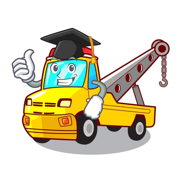 Camion Graduation Remorquer Véhicule Avec Illustration Vectorielle Mascotte — Image vectorielle