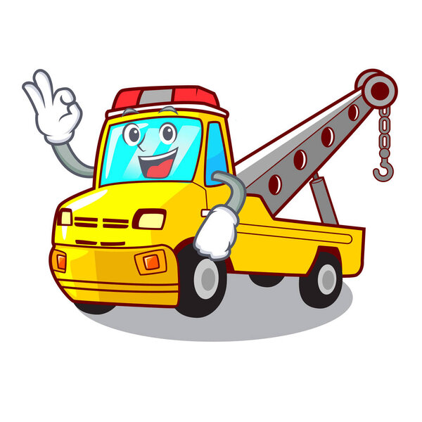 Okay truck tow the vehicle with mascot vector illustrartion