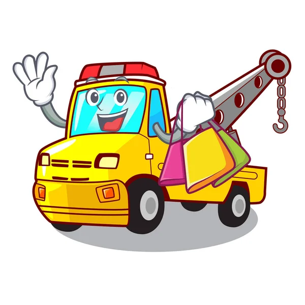 Camion Magasinage Remorquer Véhicule Avec Illustration Vectorielle Mascotte — Image vectorielle