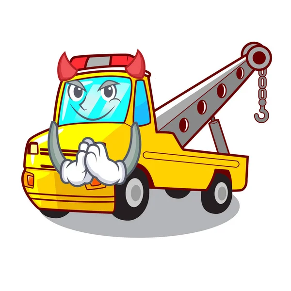 Deviltransportation Truck Towing Cartoon Car Vector Illustration — Stock Vector