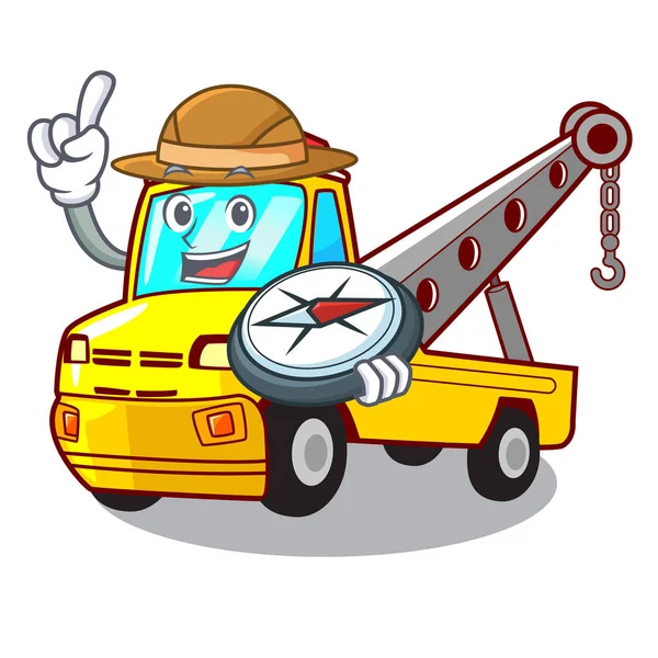 Explorador Transporte Caminhão Reboque Desenho Animado Carvetor Ilustração — Vetor de Stock